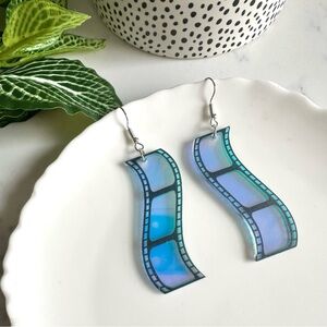 2/$30🌵 Acrylic Film Strip Earrings Iridescent Photography Model Tourist NEW